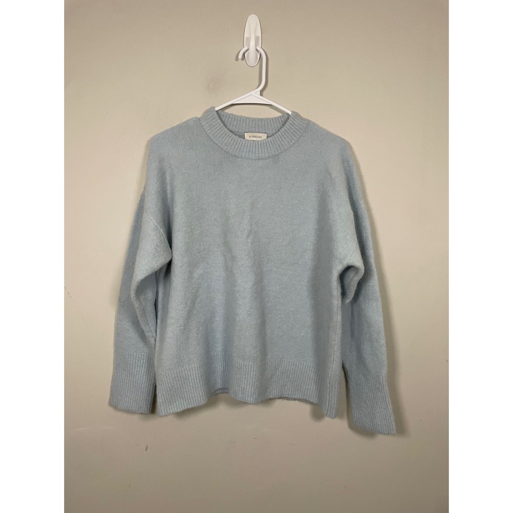 Kinross Lofty Easy Crewneck Sweater in Sky Blue Size Small Alpaca Blend